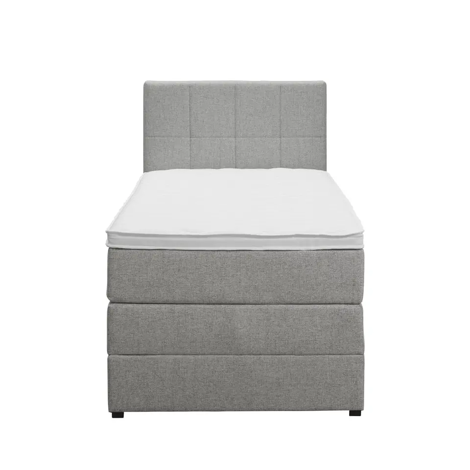 Boxspring met opbergruimte Liv geblokt - lichtgrijs - 90x200 cm