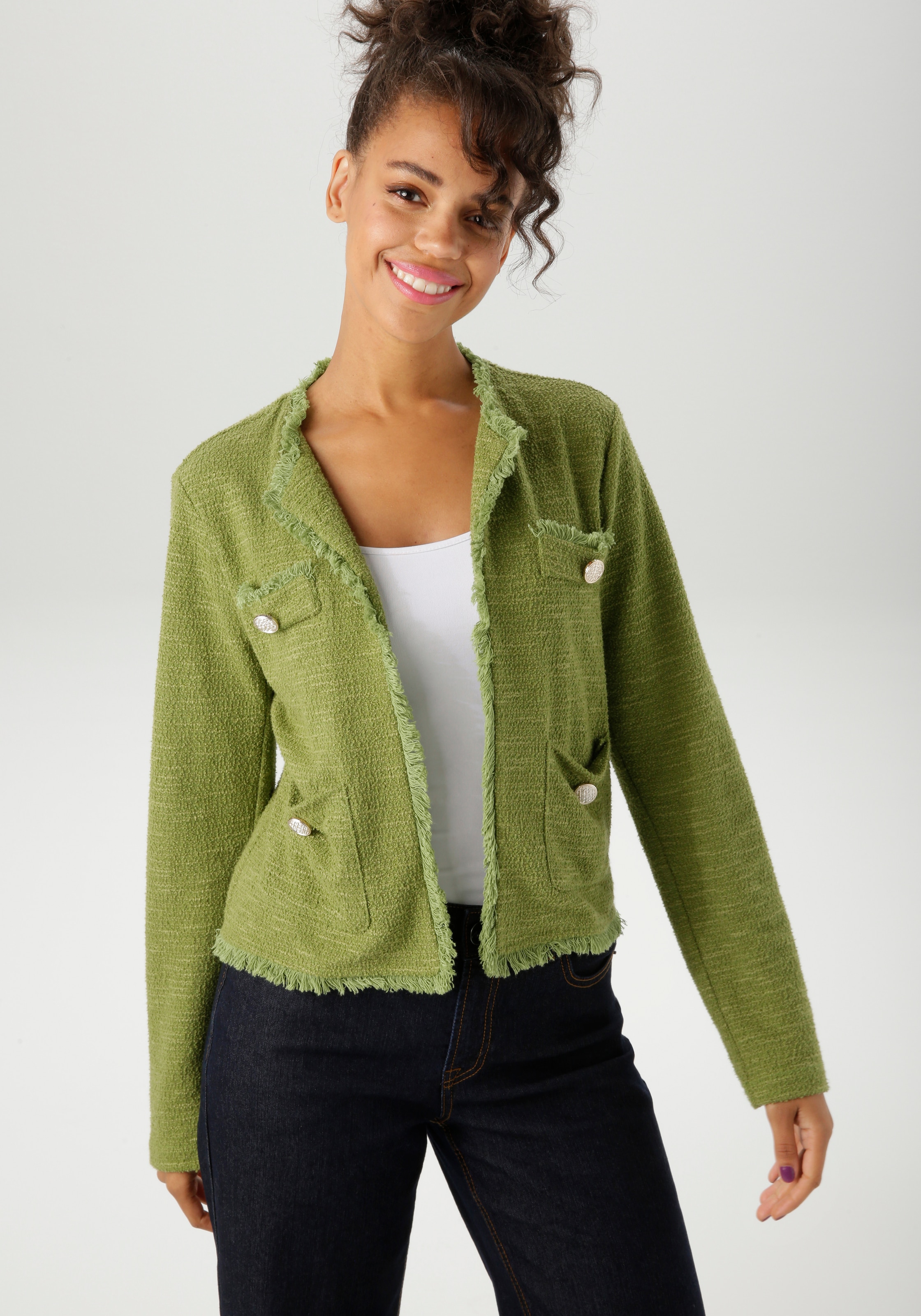 Aniston CASUAL Kurzjacke aus meliertem Bouclé-Jacquard - NEUE KOLLEKTION