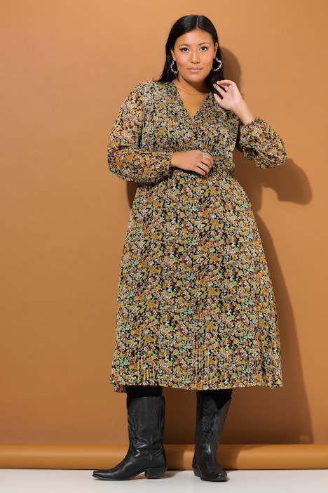 Midikleid, Flower-Minimal, A-Line, elastische Taille