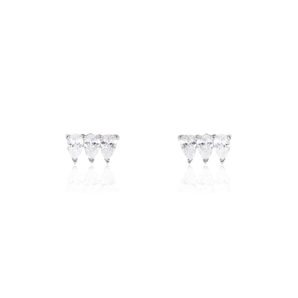 Boucles D'oreilles Puces Candelas Argent Blanc Oxyde De Zirconium