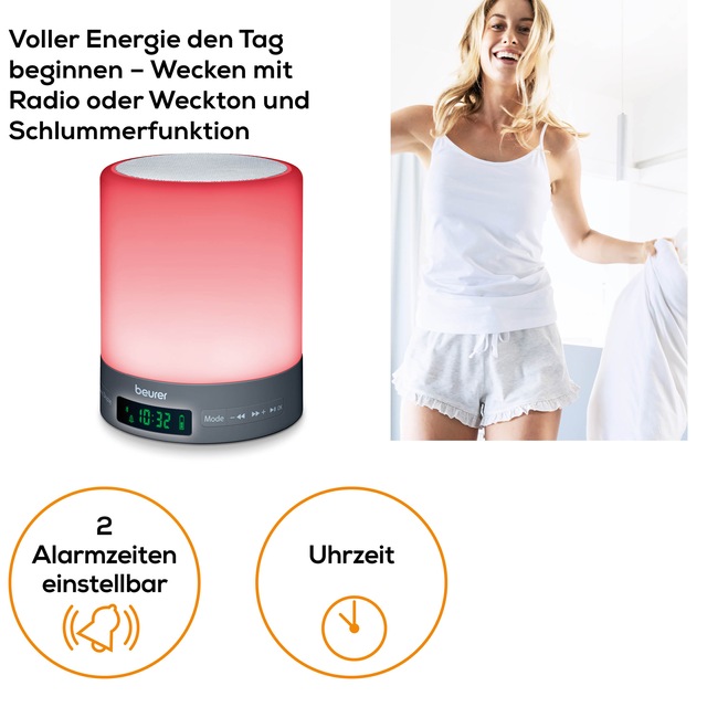 BEURER Tageslichtwecker »WL 50 Lichtwecker, simuliert den Sonnenaufgang für sanftes Aufwachen« Mit farbigem Stimmungslicht, mit Radiofunktion und optionalem Weckton