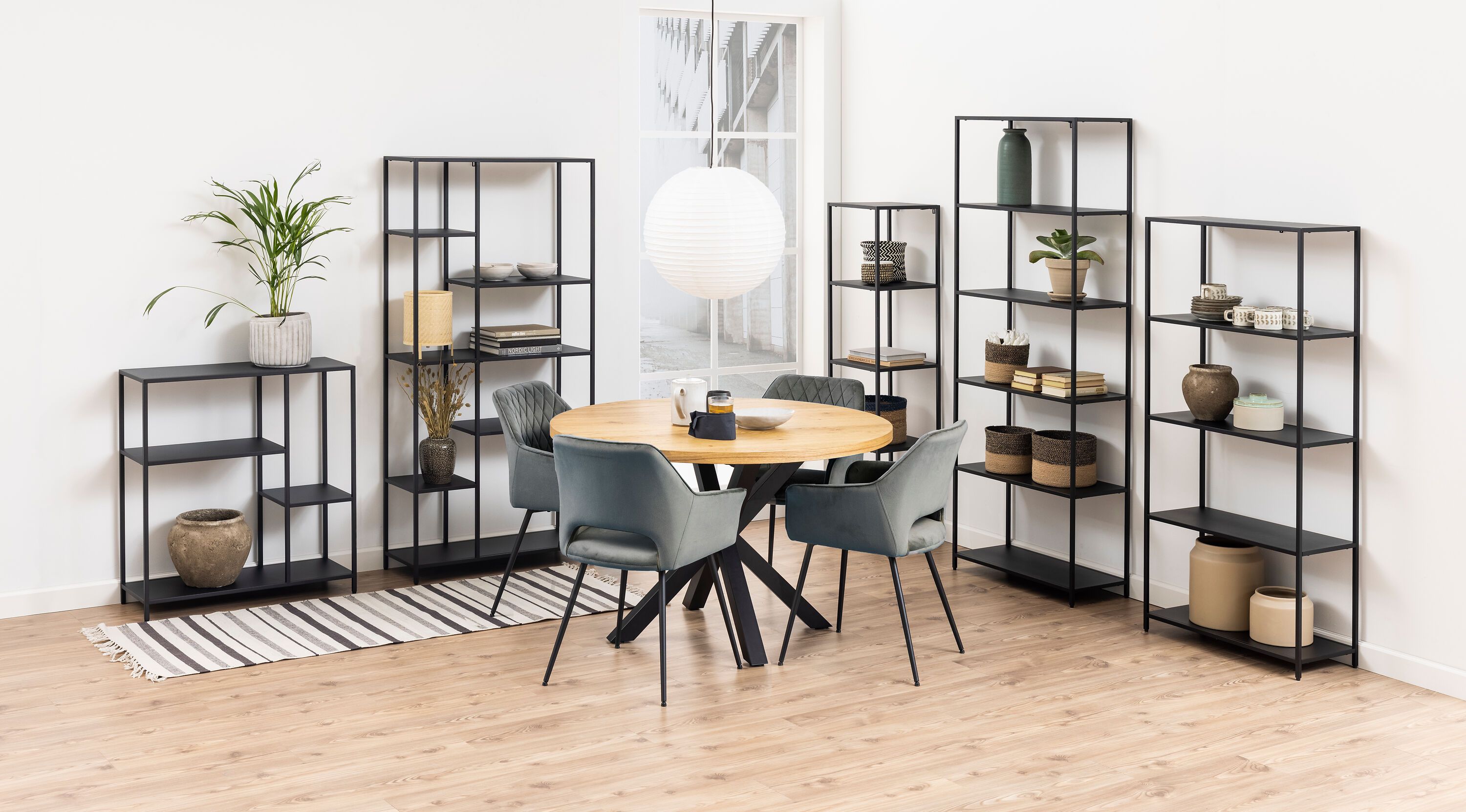 JAXTON Regal - Schwarz / B: 69.5 cm x T: 30.0 cm x H: 185.0 cm