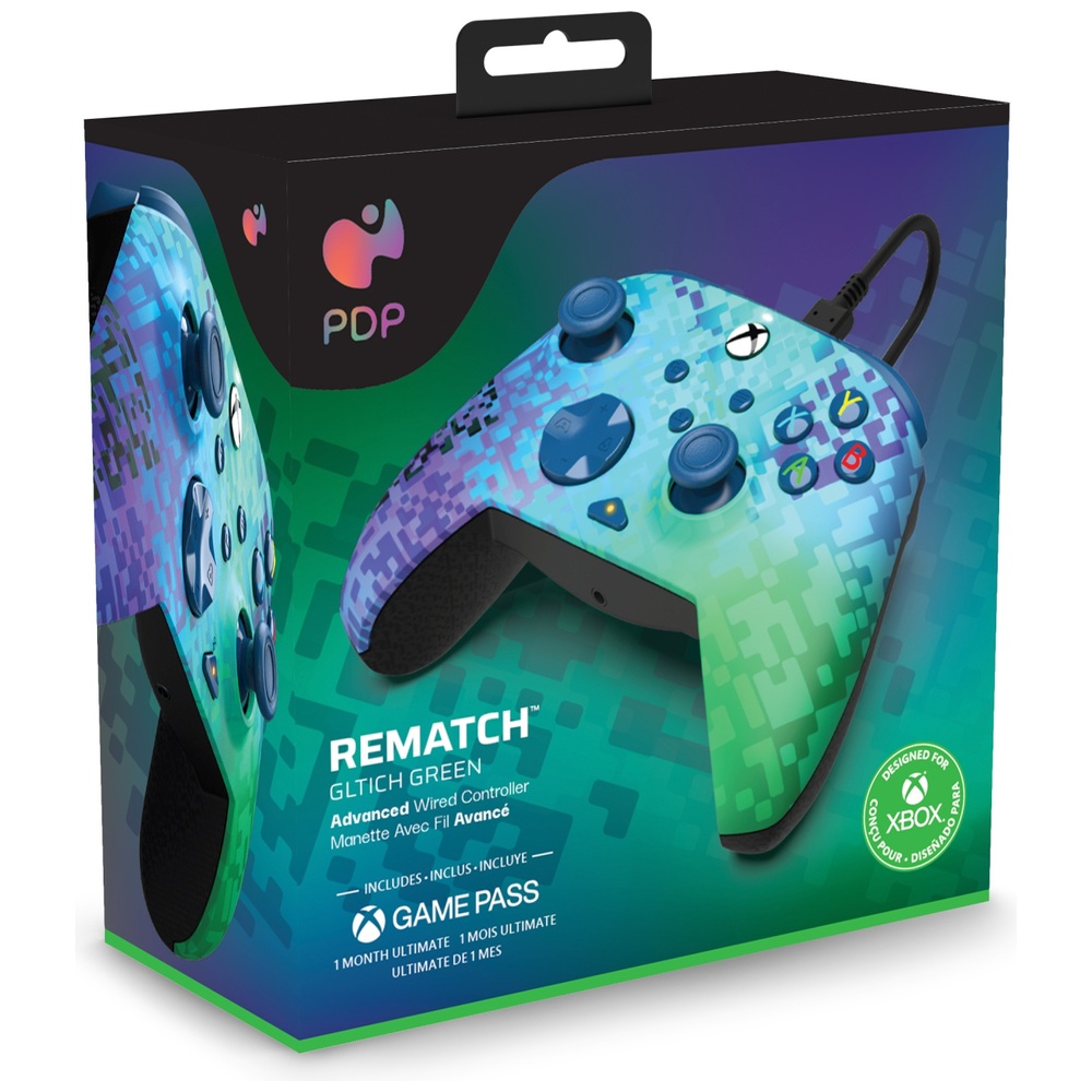PDP Gaming Rematch Xbox Wired Controller - Glitch Green