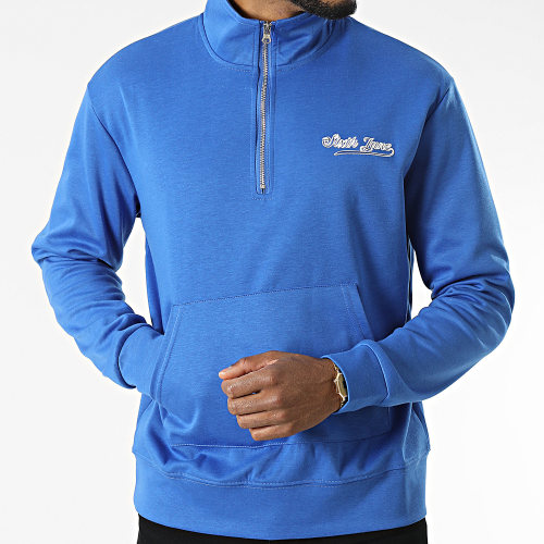 Sweat Col Zippé M22978PSW Bleu Clair