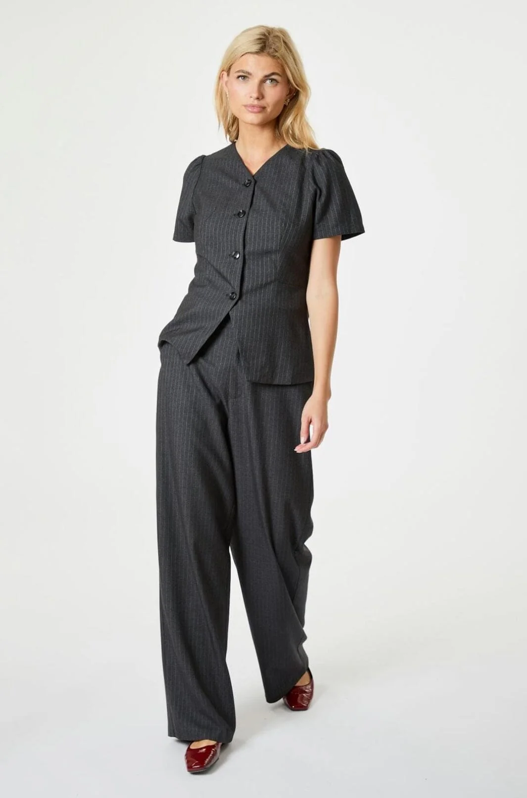 Neo Noir Jules Pinstripe Blouse