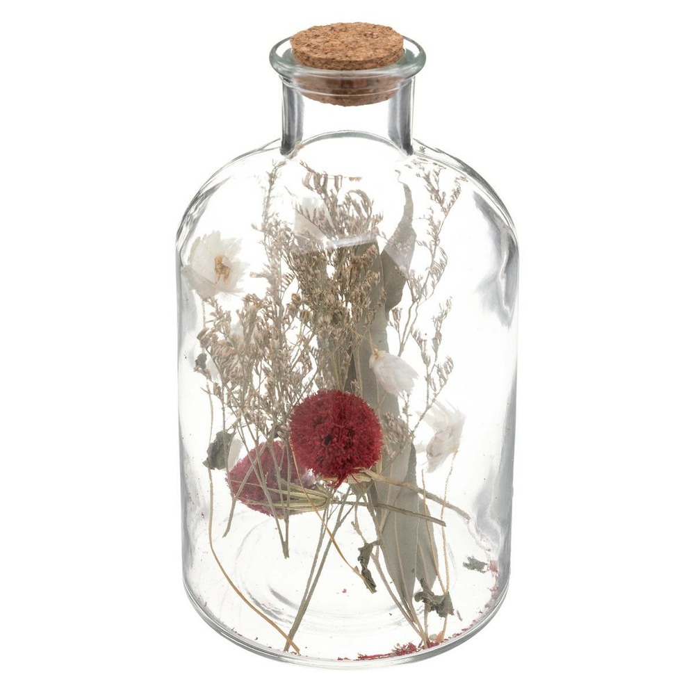 Fleurs séchées dans bouteille en verre d 10 x h 21 cm