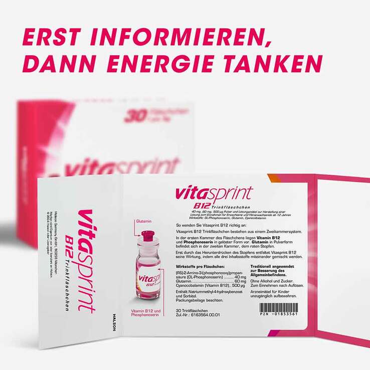 vitasprint B12 Trinkfläschchen mit Vitamin B12 für mehr Energie, 30 St