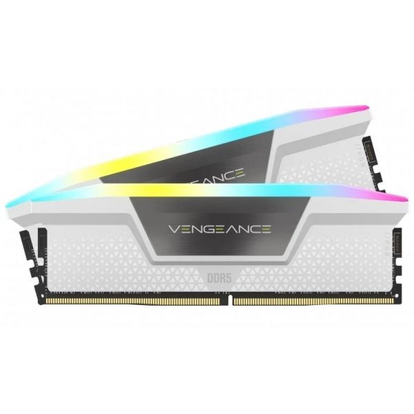 Memória RAM Corsair DDR5, 5200MHz 32GB 2x16GB Dimm, Unbuffered, 40-40-40-77, Xmp 3.0, Vengeance Rgb DDR5 White Heatspreader, Rgb led, 1.25V