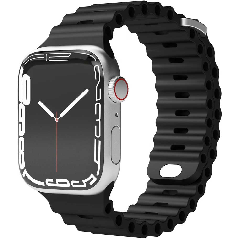 Wave Band Apple Watch (42/41/40/38 mm) Silikon Sport Armband mit Doppelverschluss AWS00078 (Gelenkumfang: 170-255mm) - Schwarz
