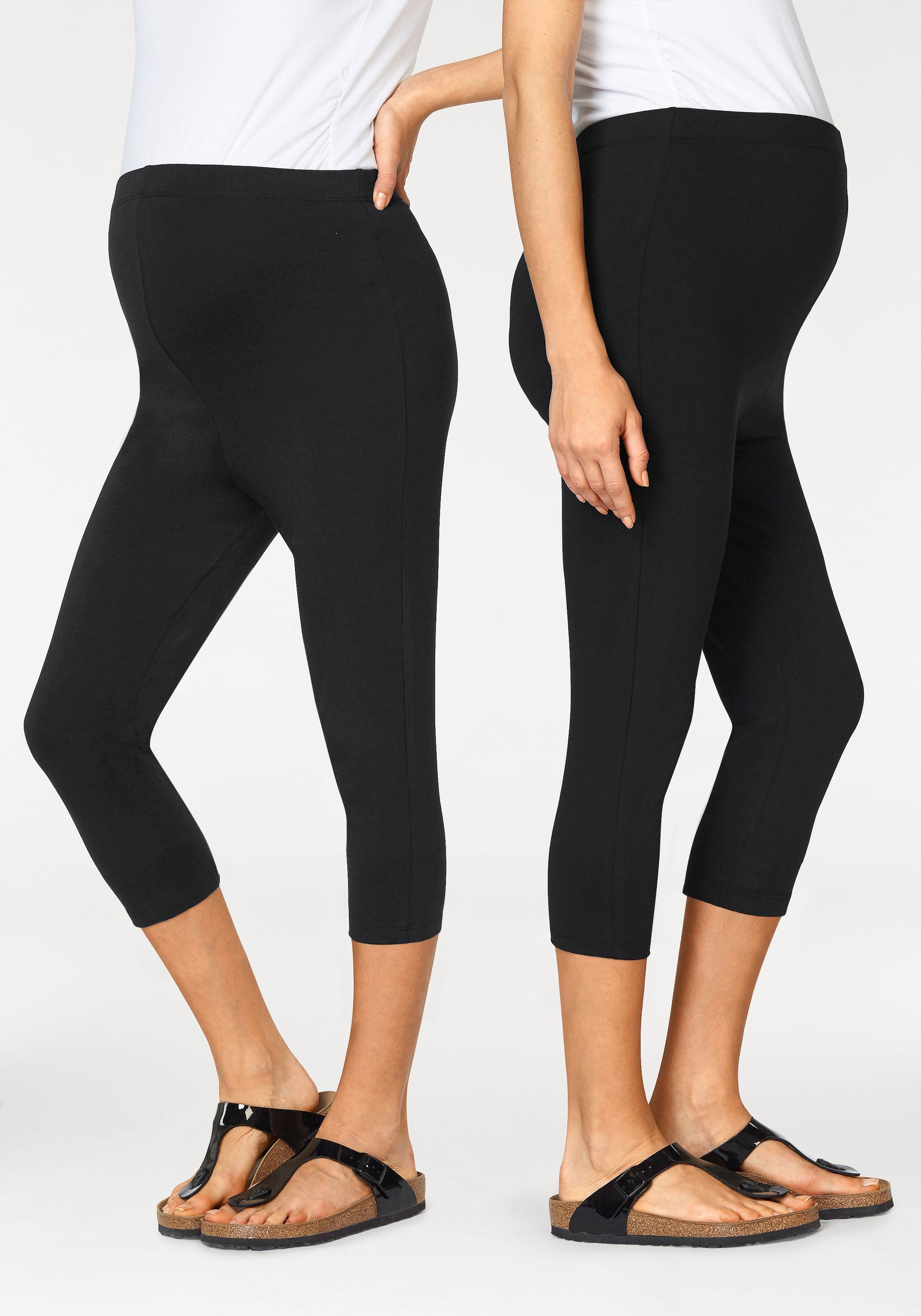 Neun Monate Umstandsleggings », 2er Pack Capri Hosen für Schwangerschaft und Stillzeit«  , in Caprilänge