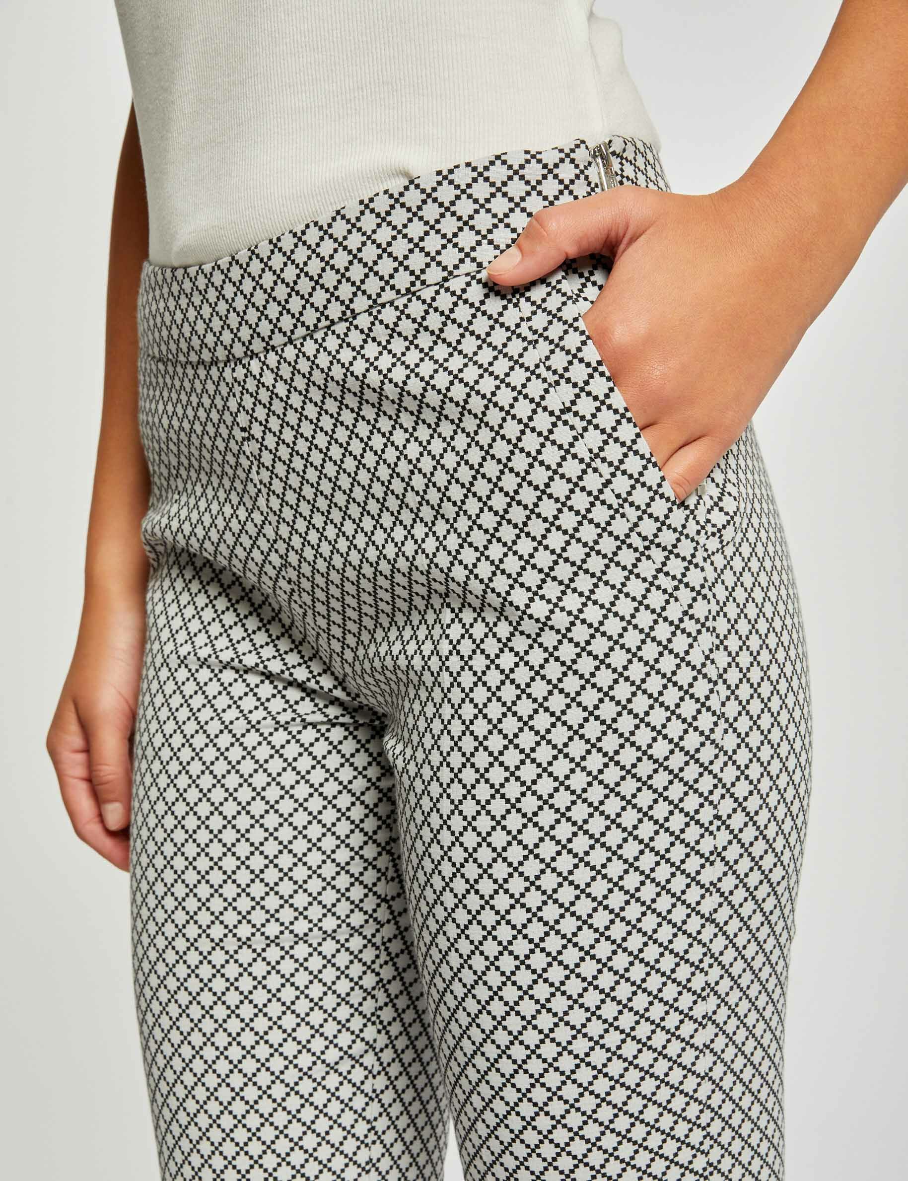 Pantalon cigarette 7/8ème imprimé ecru femme - ecru