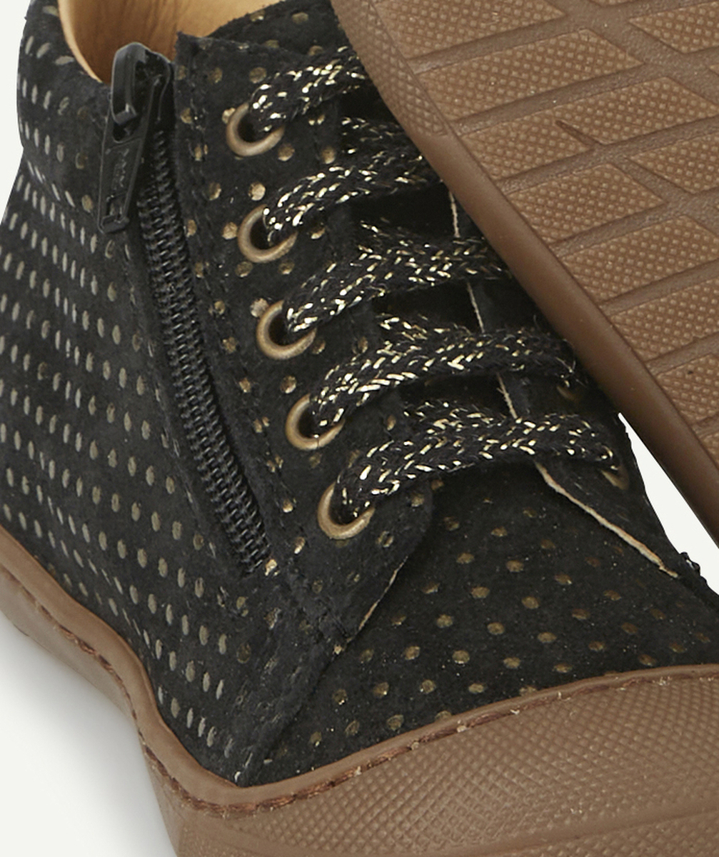 BOPYBOTTINES PREMIER PAS BÉBÉ EN CUIR NOIR AVEC POIS