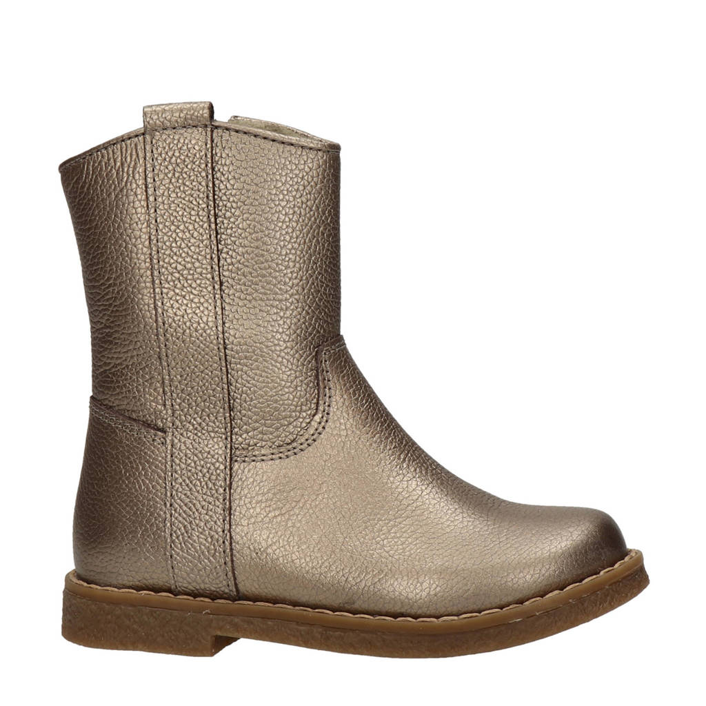 Nelson Kids leren enkellaarzen goud metallic