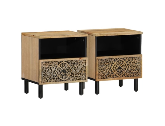 VIDAXL - Tables de chevet 2 pcs 40x33x46 cm bois de manguier solide