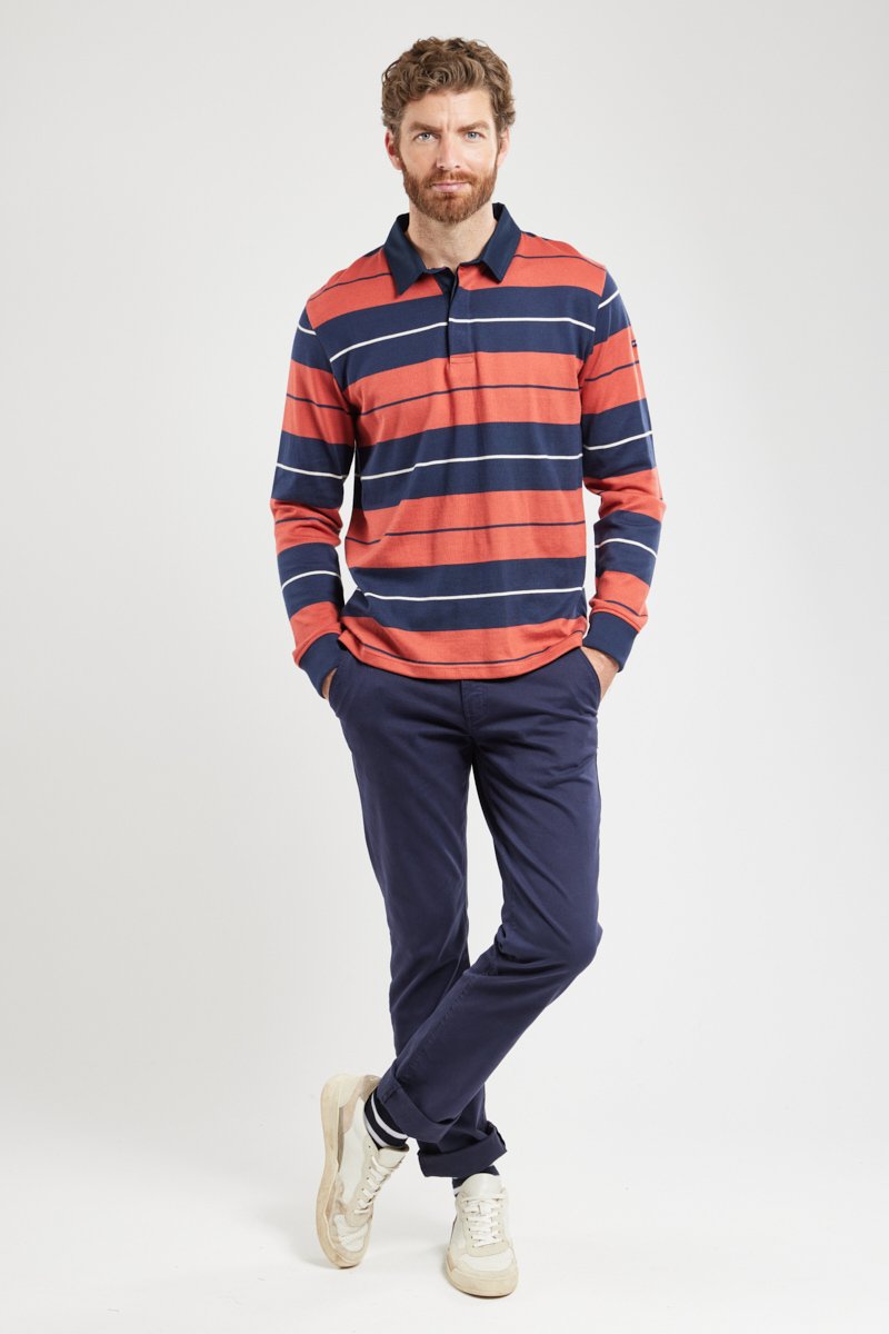 Polo rayé tricolore - coton rustique