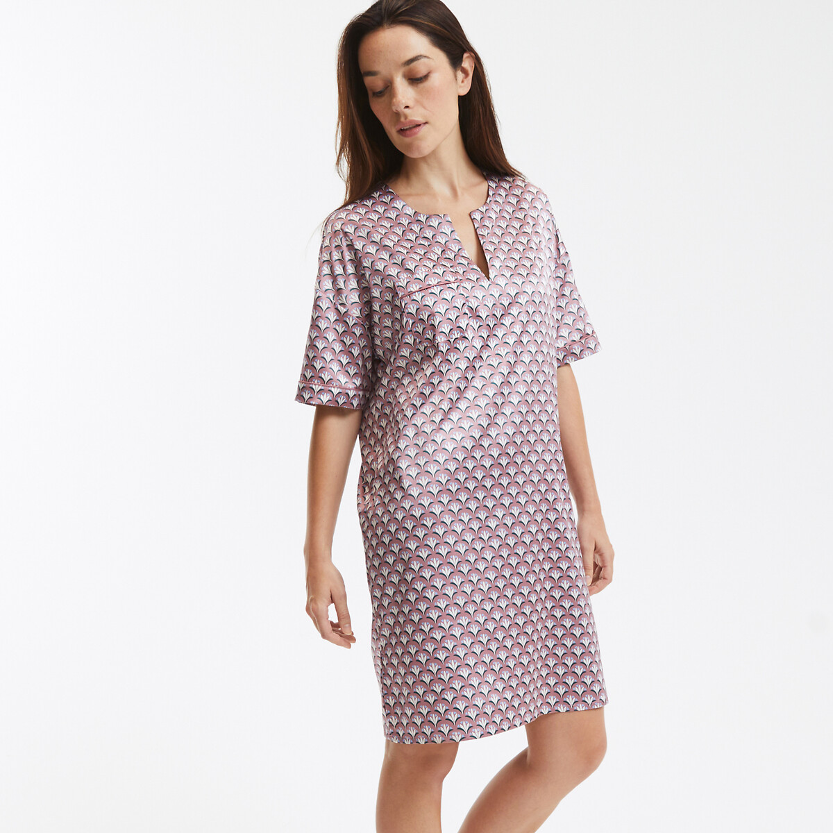 COLEÇÕES LA REDOUTE<br>Camisola estampada, cetim, mangas curtas