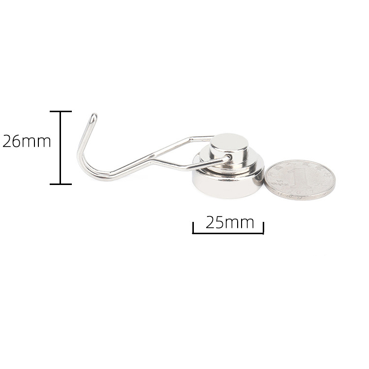 (2er Set) 65x25mm Edelstahl Magnet Haken Drehbarer Multifunktions Kühlschrank Magnethaken - Silber