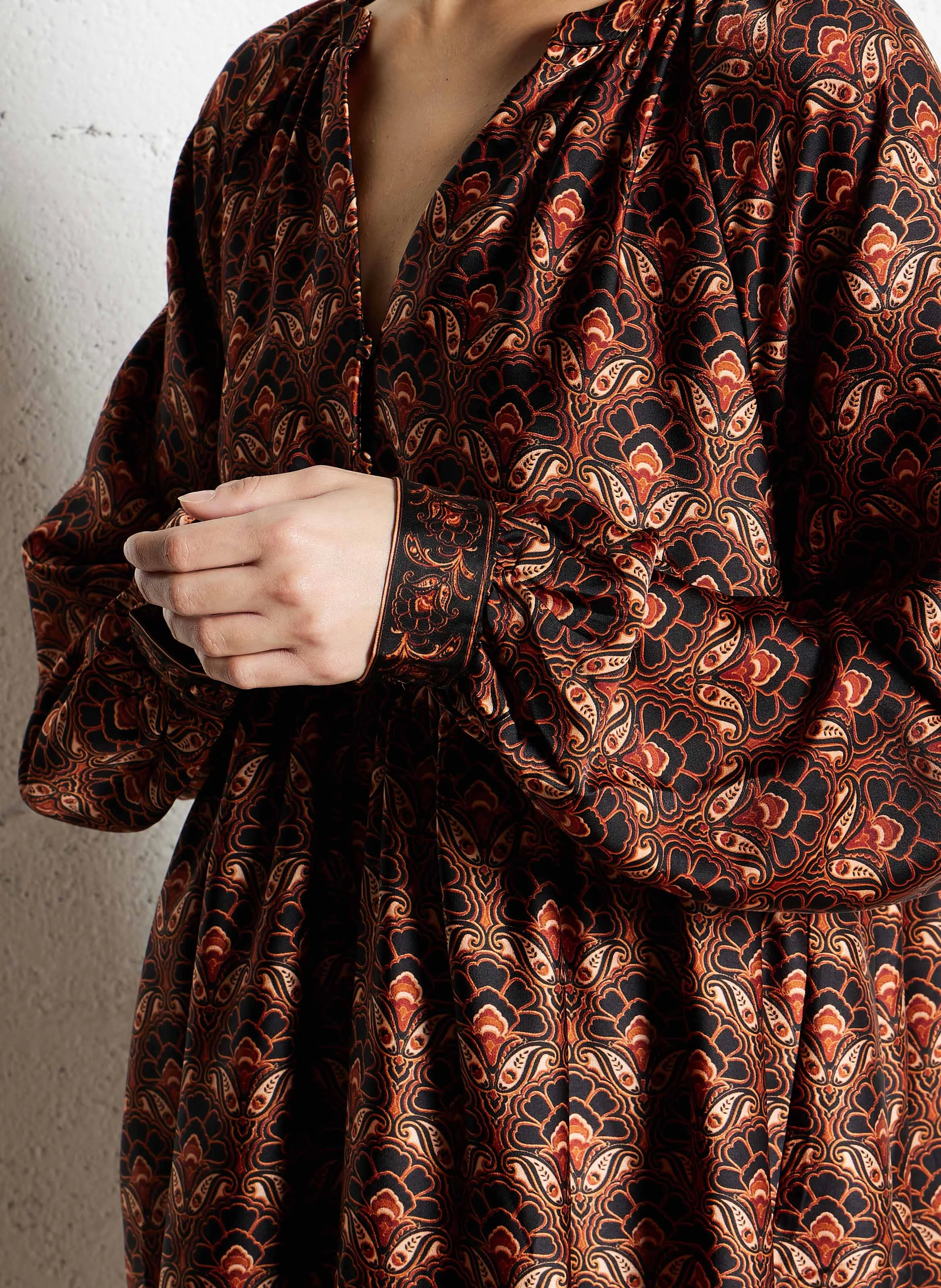 RIHEM - Robe courte col V | Marron