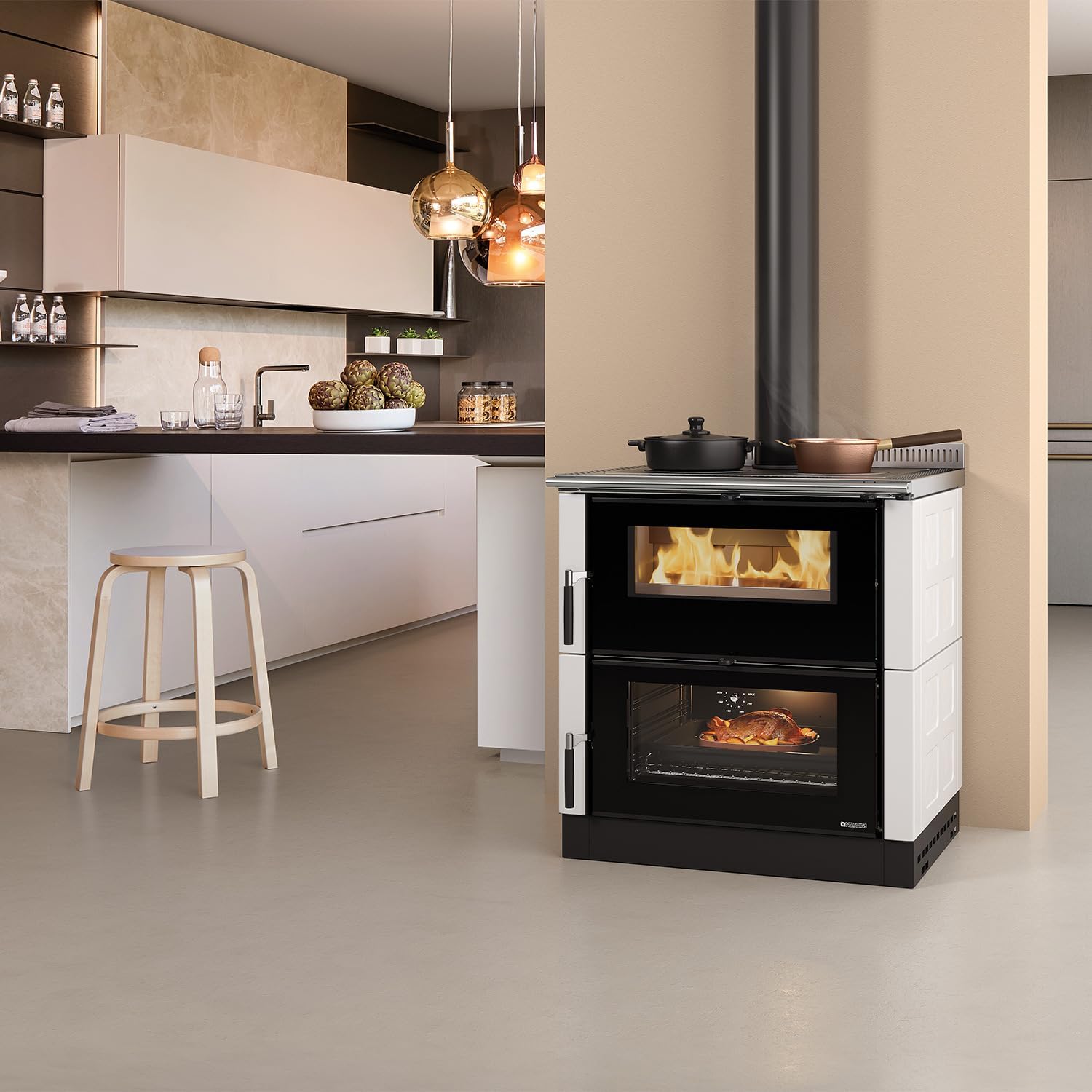 La Nordica 7016261 Verona XXL Majolika Küchenofen Weiß Infinity/A+