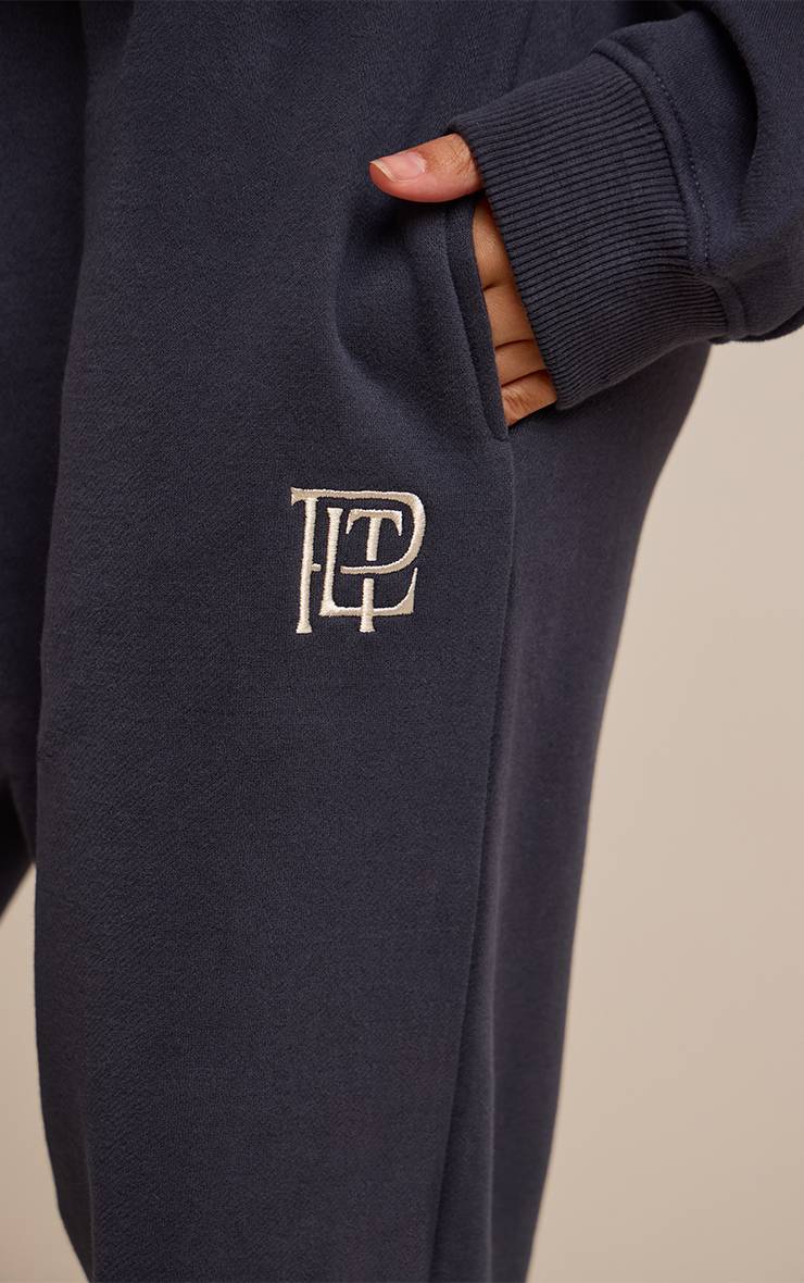 Bleu Marine Pantalon De Jogging En Molleton De Coton Brodé PLT Avec Bas Resserrés