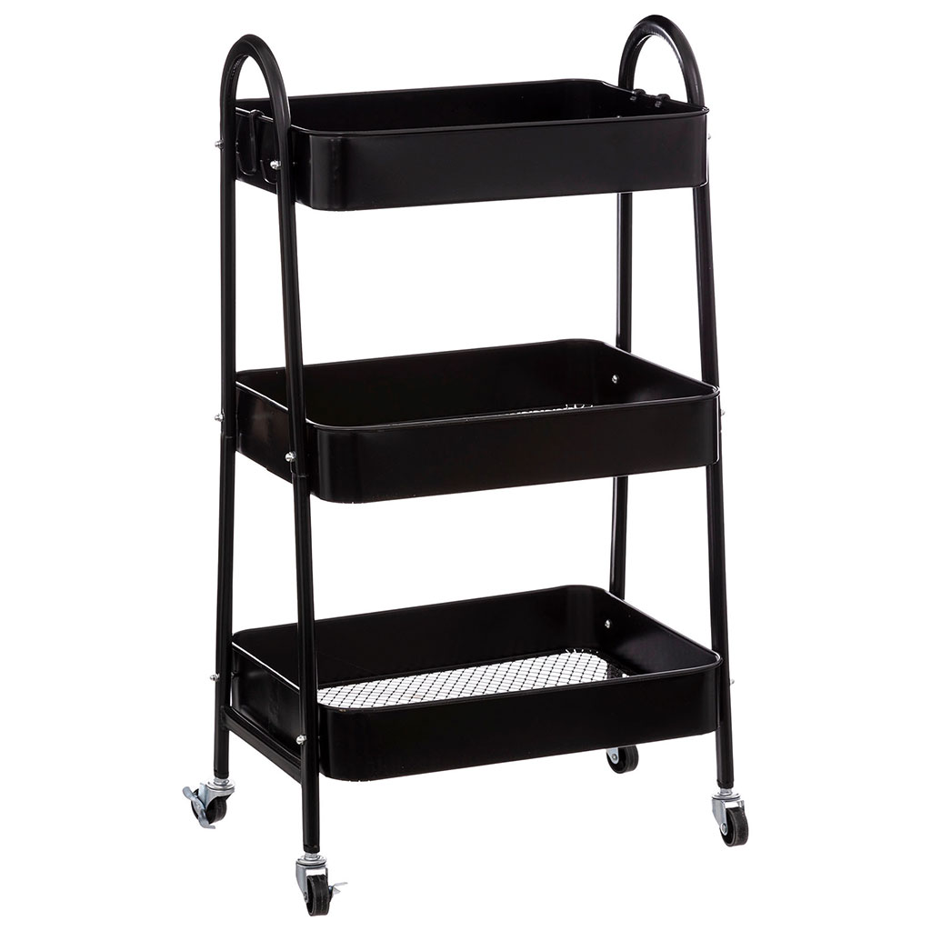 Desserte en métal noir 3 niveaux H 78cm