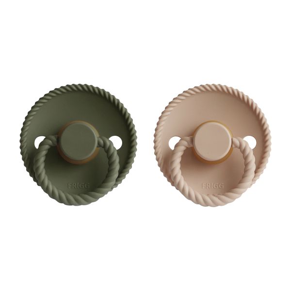 FRIGG Rope Fopspeen Croissant / Olive 0-6 Mnd 2 Stuks