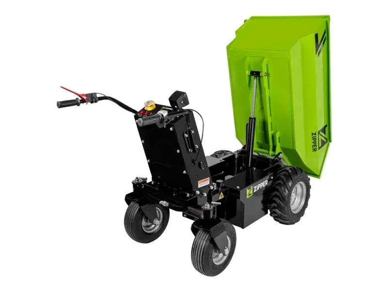 Zipper ZI-ED500, Motoriseret trillebør, 4 hjul, Sort, Grøn, 236 L, 500 kg, 208 kg