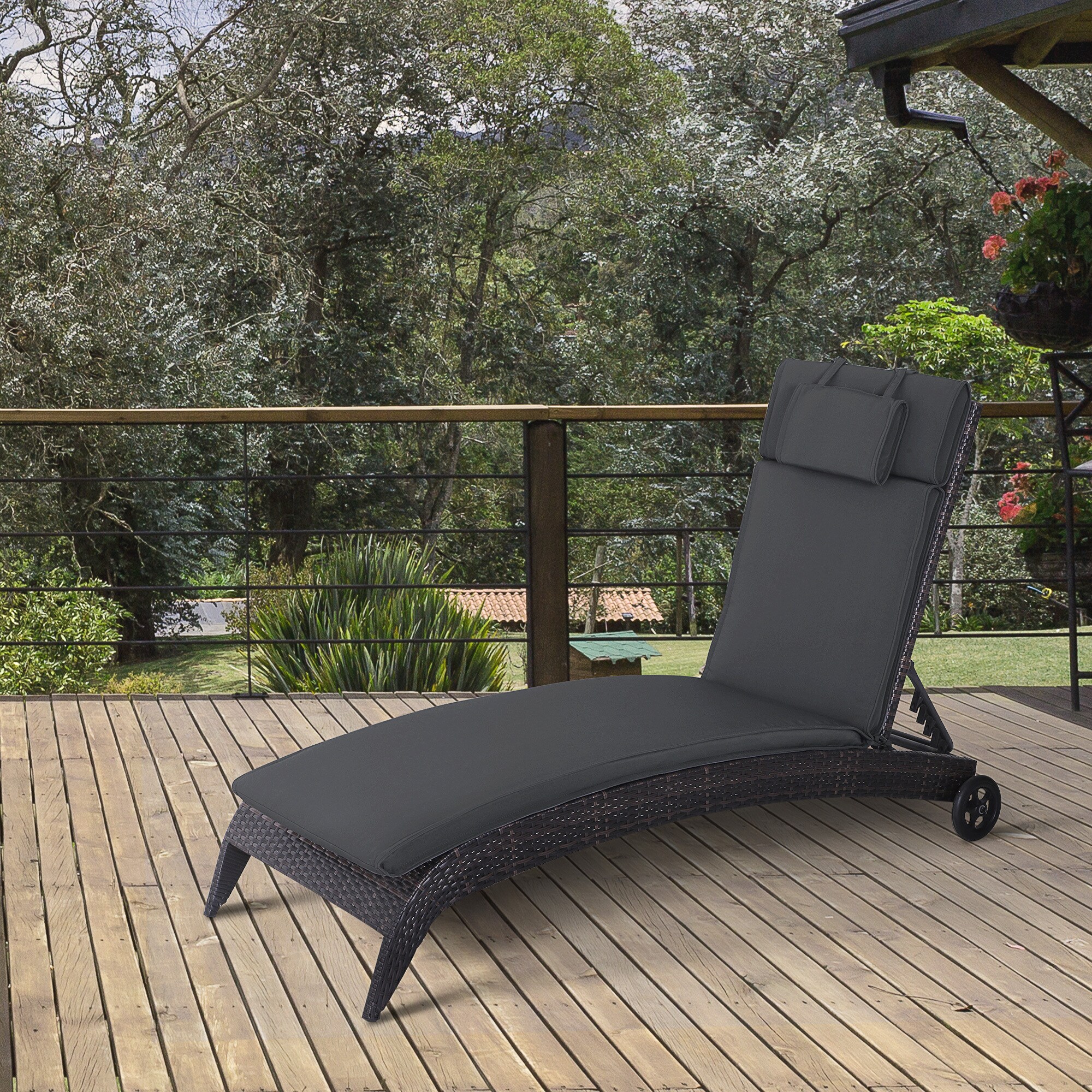 Outsunny Liegenauflage mit Kopfkissen 198 x 53 x 5 cm (LxBxH)