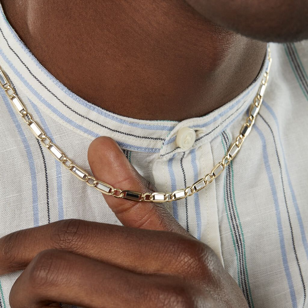 Collier Danae Maille Plaquette Alternée 1/1 Or Bicolore