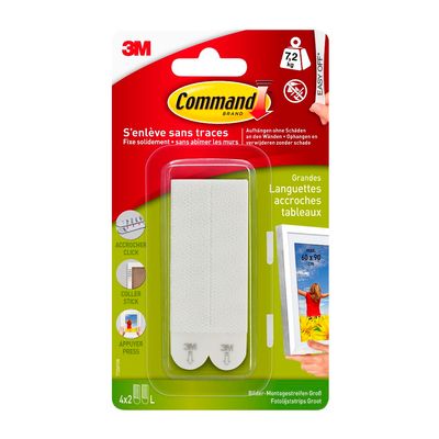 Command - Pack de 4 Languettes accroche tableaux blanches - larges