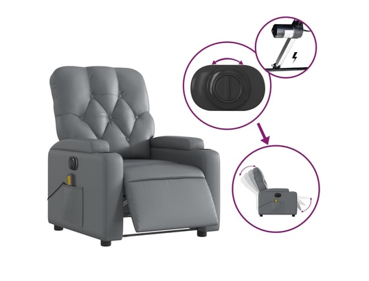 VIDAXL - Fauteuil de massage inclinable électrique gris similicuir