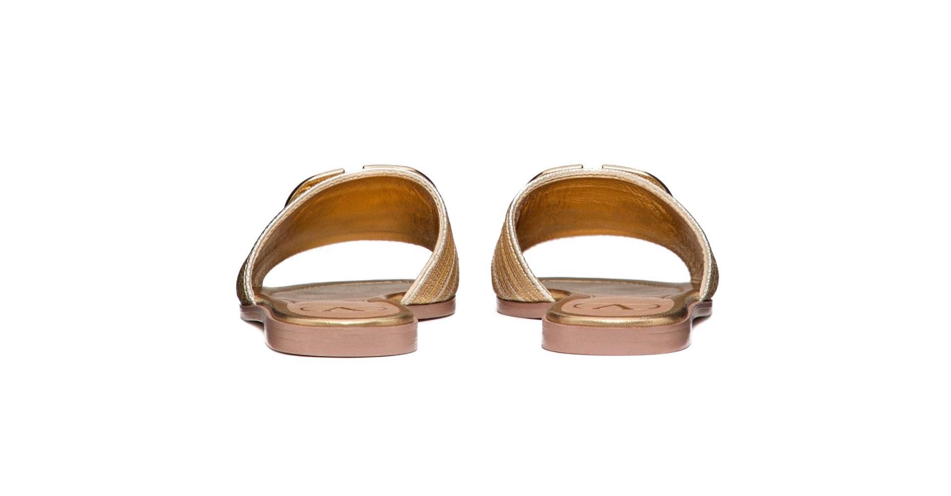 Valentino Garavani Vlogo Signature Metallic Slide