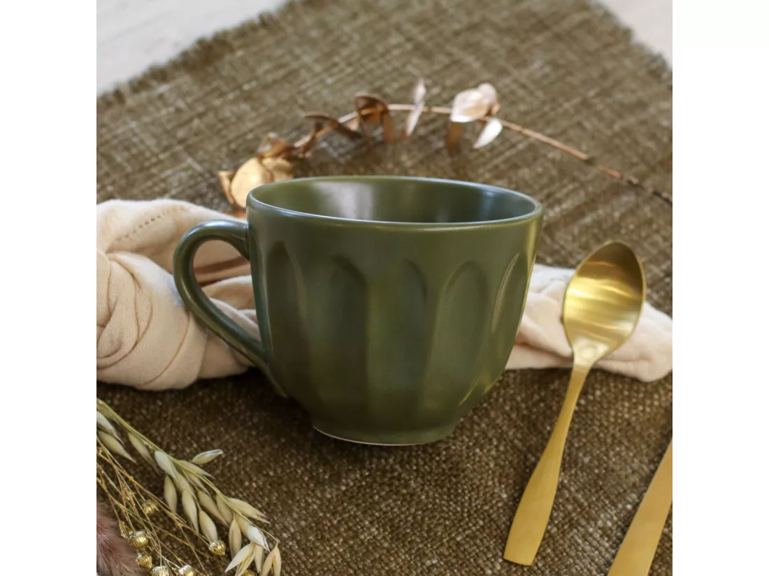 Novastyl - Lot 6 Jumbos Bistrot 450ml En Faience Kaki