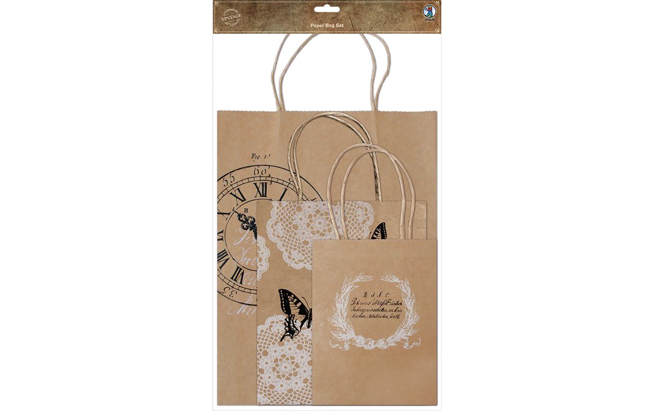 Geschenktasche 3 Stück, Braun3-teiliges Geschenktüten-Set
