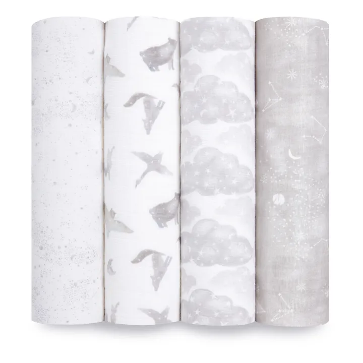 aden + anais Maxi-langes Map The Stars - Set de 4 | Gris clair