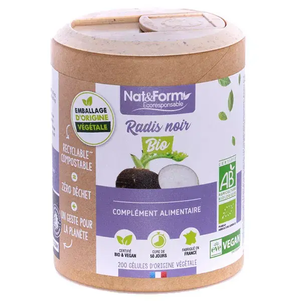 Nat & Form Rabanete Preto Orgânico Ecológico 200 cápsulas