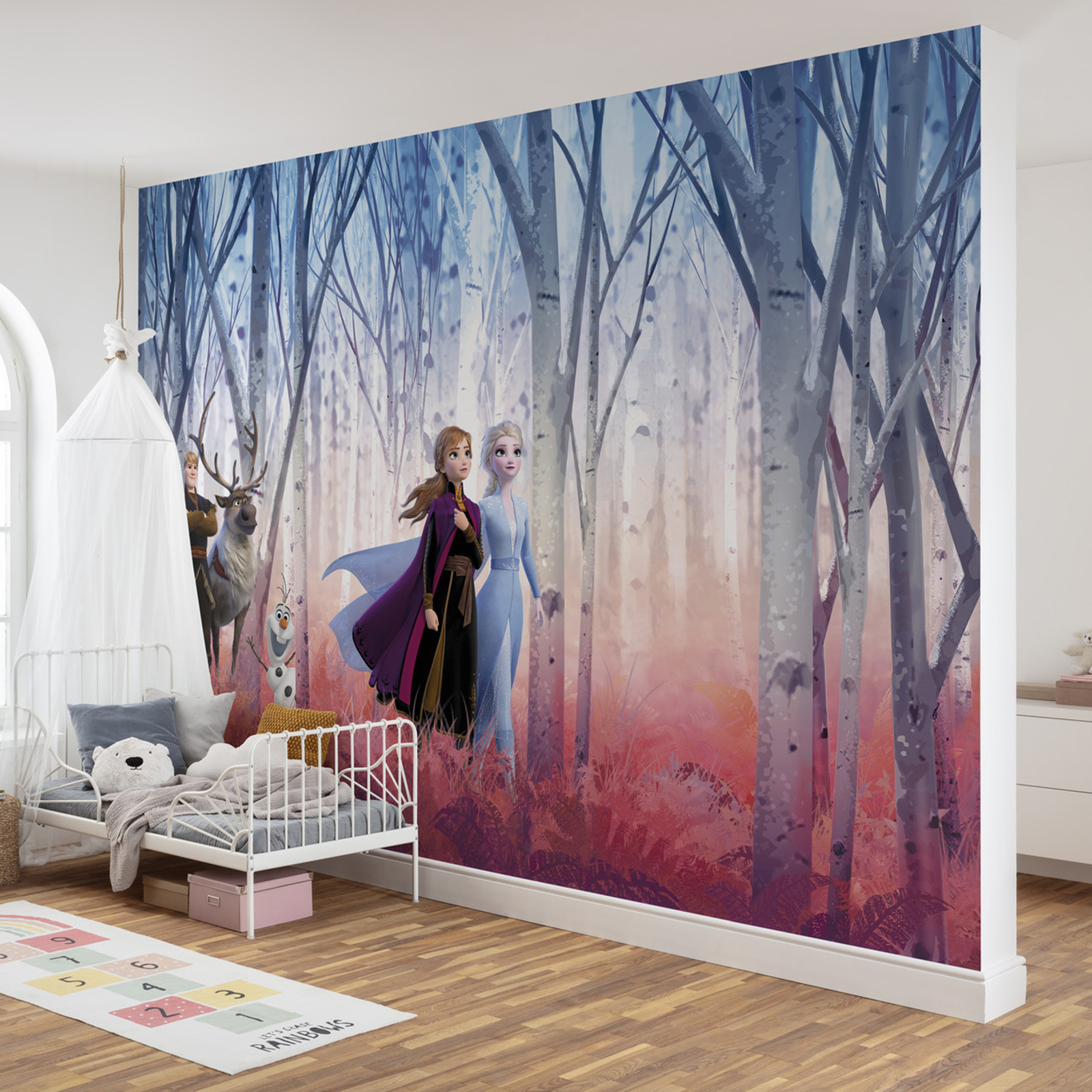 Papier-Fototapete FROZEN FRIENDS FOREVER - blau-rosa - 3,68 Meter