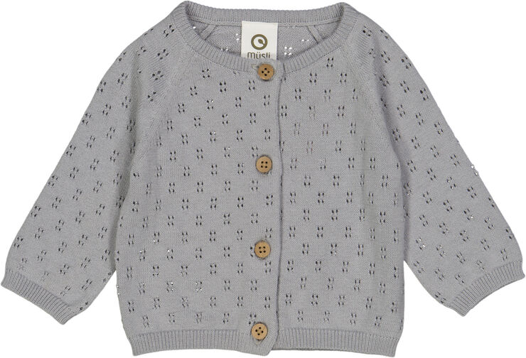 Müsli by Green Cotton Knit pointelle cardigan baby Jasmin blue