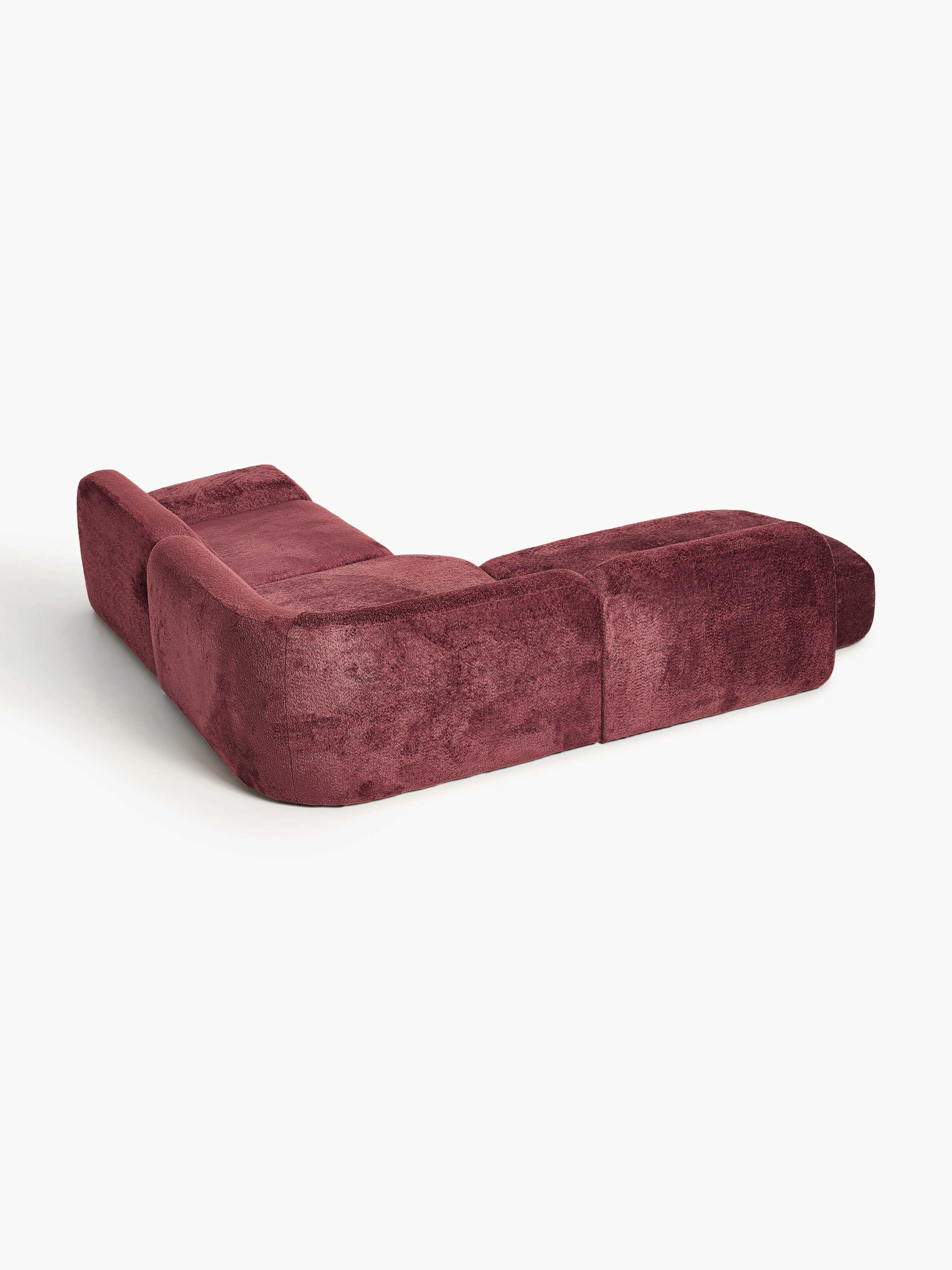 Modulaire teddy-bouclé hoekbank Wolke (4-zits) met chaise longue