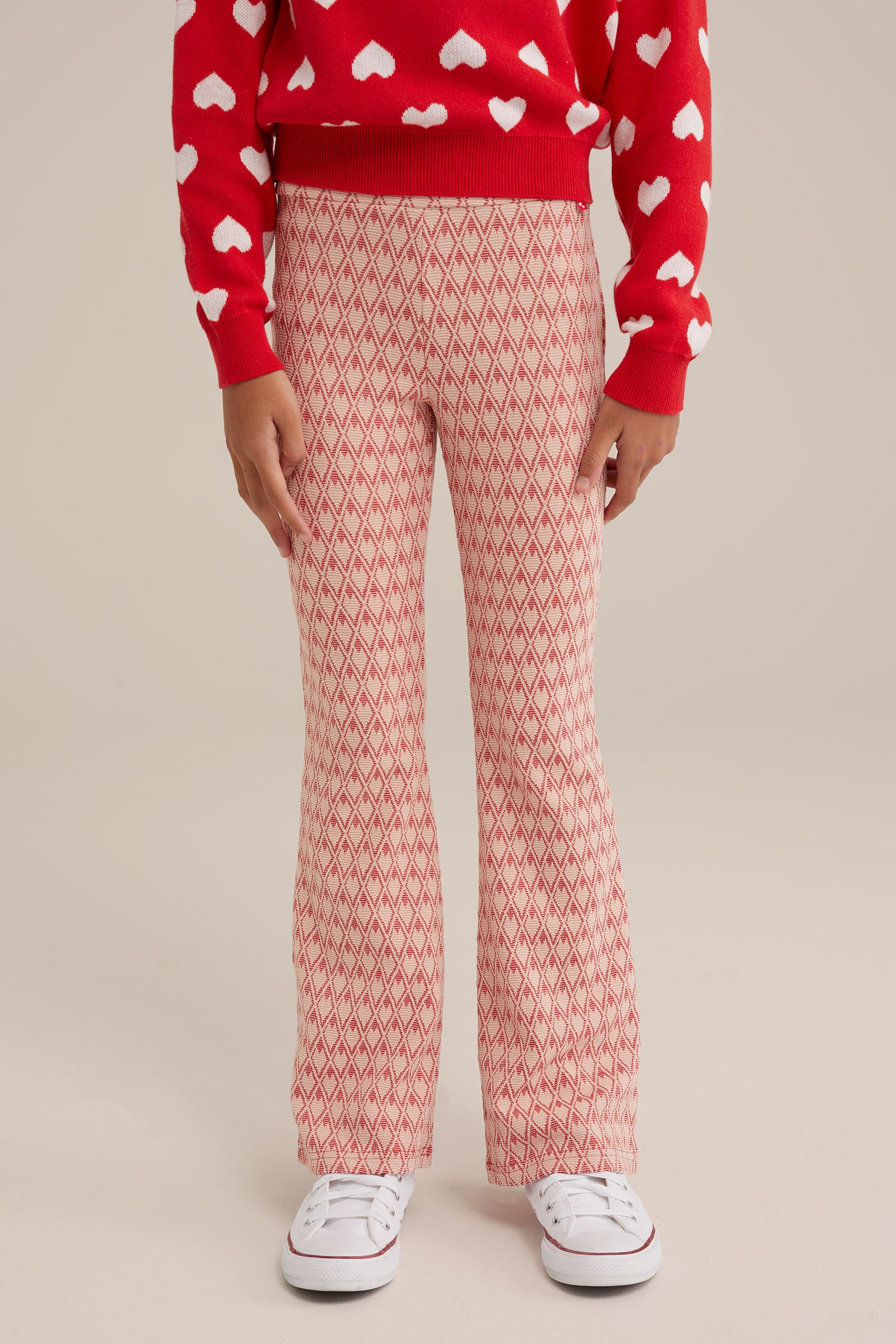 Meisjes flared legging met jacquard dessin WE Fashion Rood