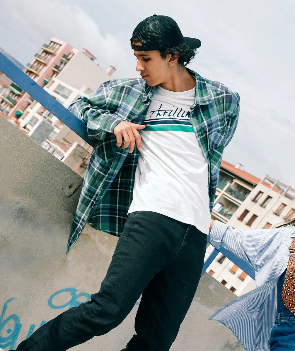 CHEMISE À CARREAUX GARÇON BLEU ET VERT AVEC POCHES