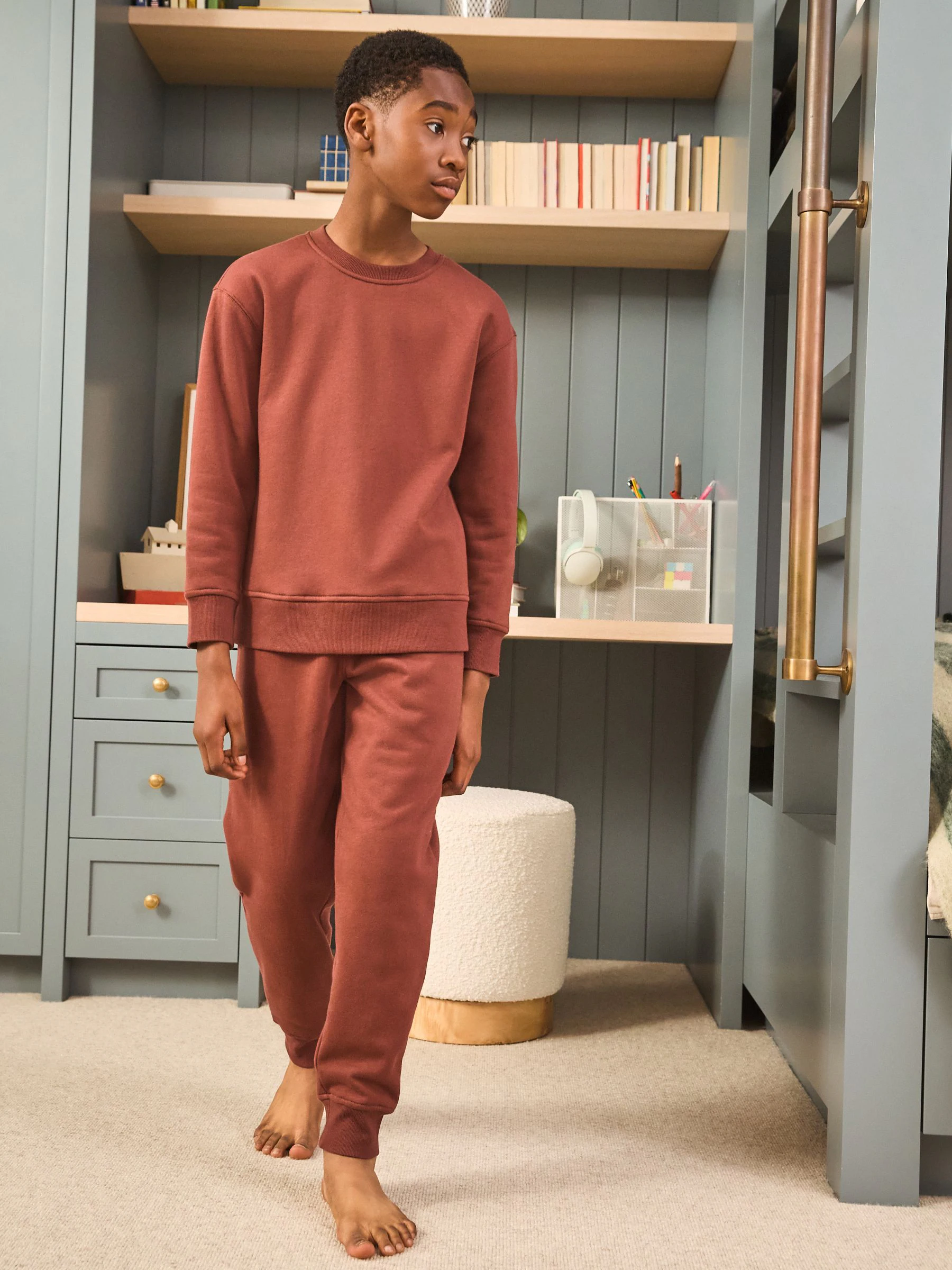 Roestbruin - Enkele behaaglijke fleece pyjama (3 - 16 jr)