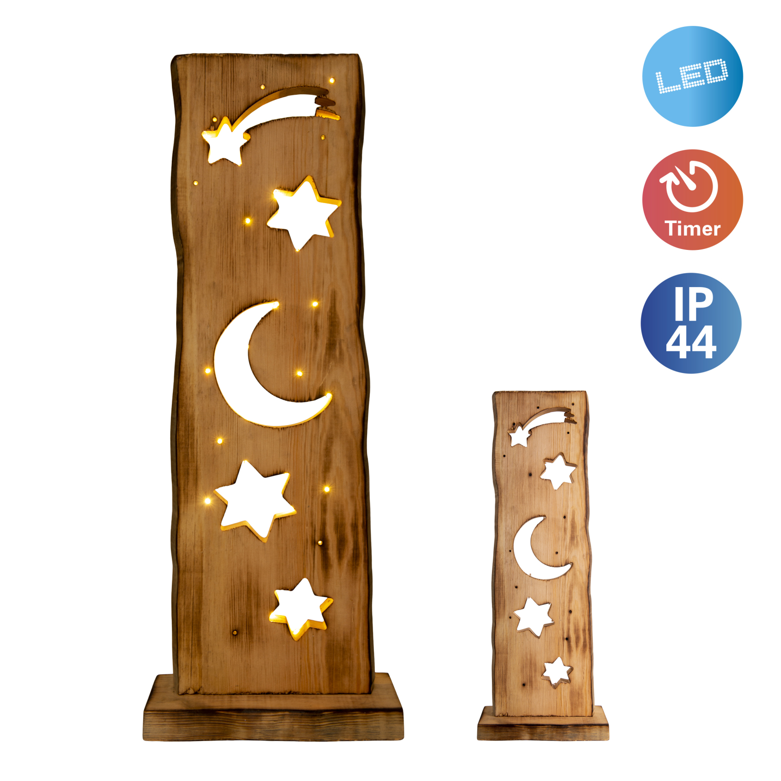 LED-Dekoleuchte-Mond-Sterne - natur - 60 cm hoch