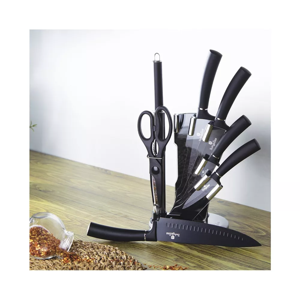 Berlinger Haus 8-teiliges Messerset mit Acryl-Block Black Silver Collection