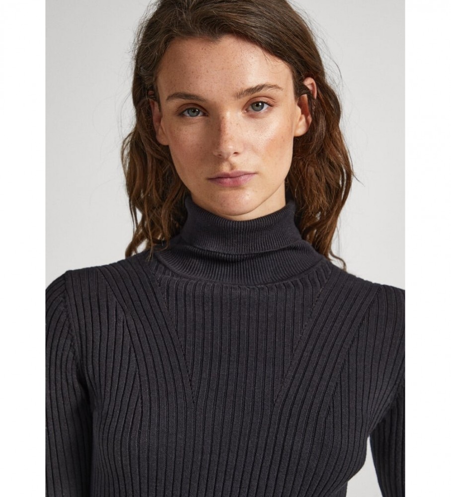 Suéter preto Pepe Jeans Dalia com barra dobrada