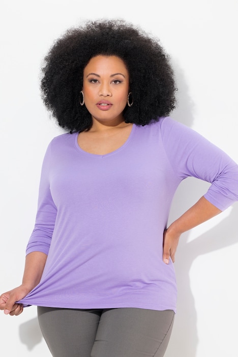 Shirt, Slim, V-Ausschnitt, Langarm