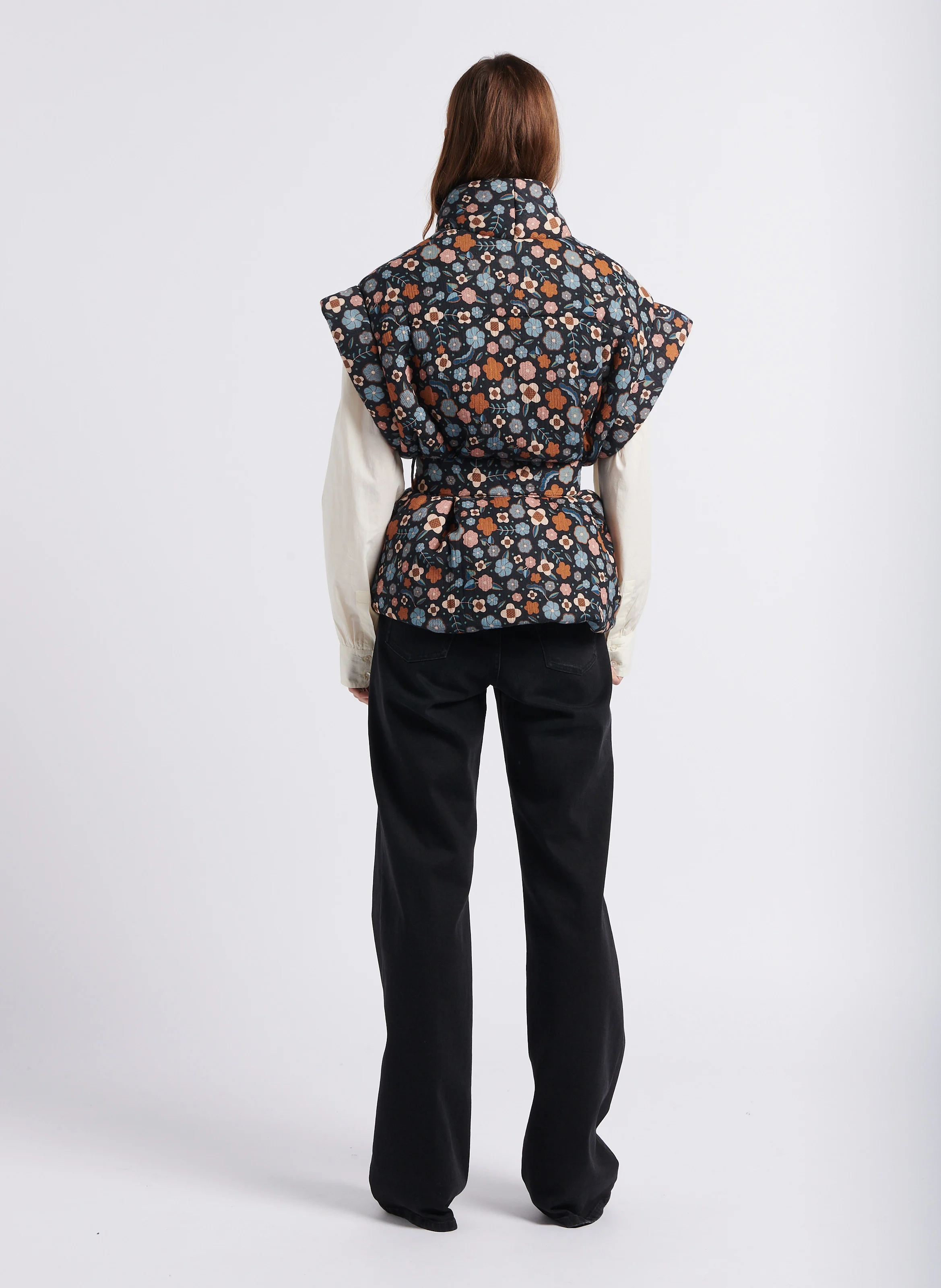LEO - Veste col châle matelassée en coton | Multicolore
