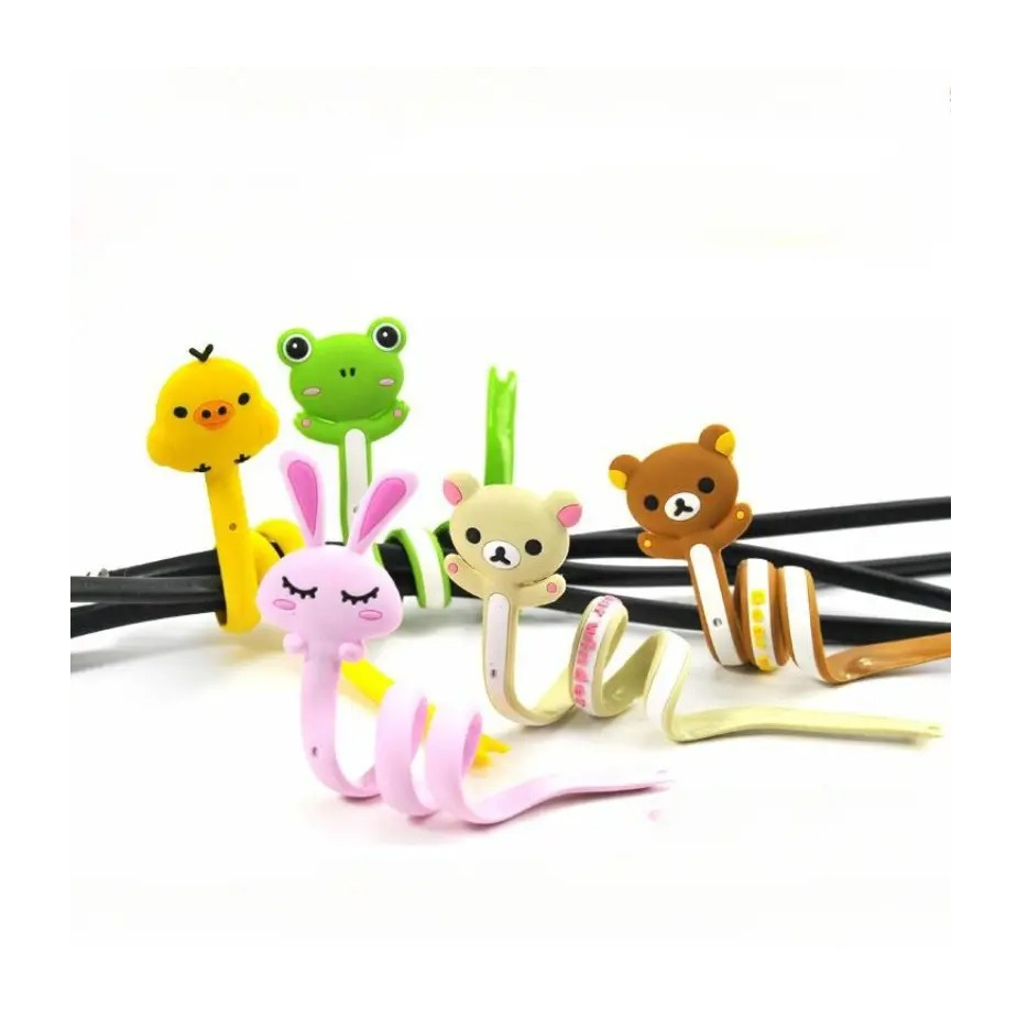 (6er Set) 24cm Silikon Kabel Organizer Kabelbinder - Tiere