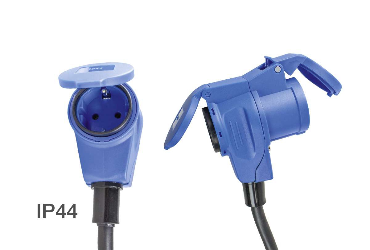 AS Schwabe Adapterleitung mit Schutzkontaktstecker und CEE Kombi-Kupplung 3-polig