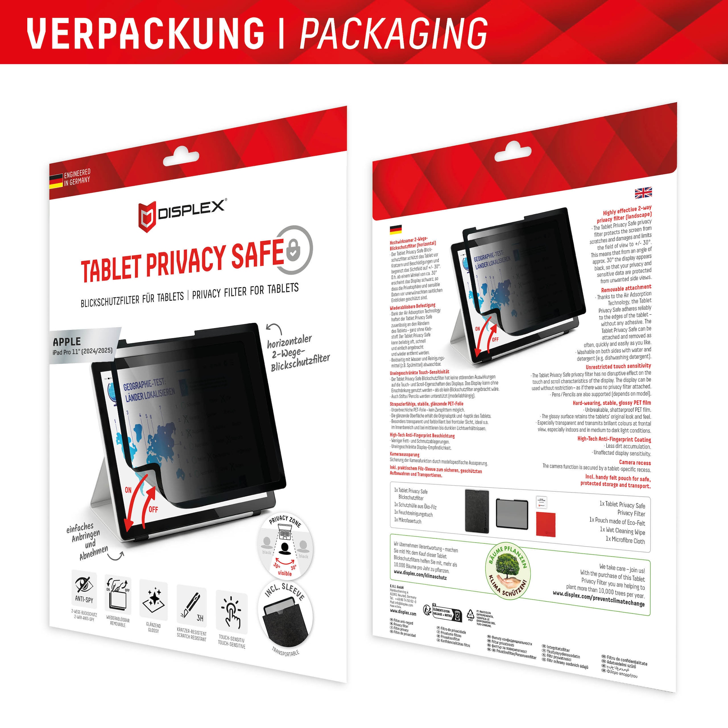 Displex Displayschutzfolie »Tablet Privacy Safe« für Apple iPad Pro 11